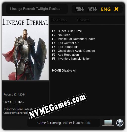 Lineage Eternal: Twilight Resistance: Cheats, Trainer +8 [FLiNG]