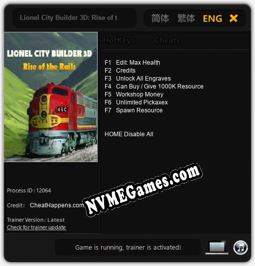 Lionel City Builder 3D: Rise of the Rails: Treinador (V1.0.47)