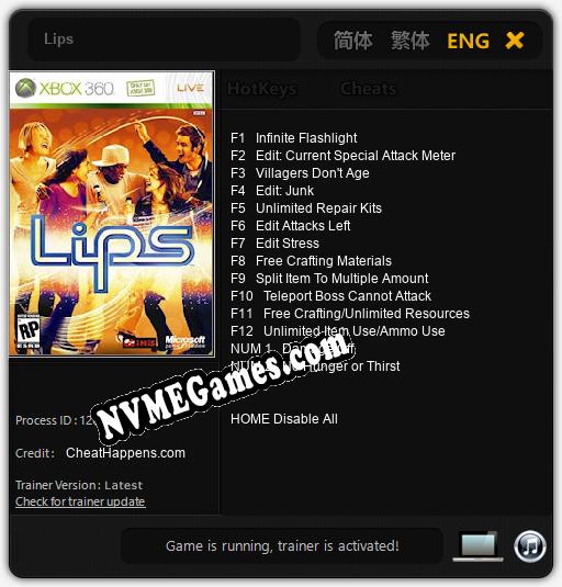 Lips: Cheats, Trainer +14 [CheatHappens.com]