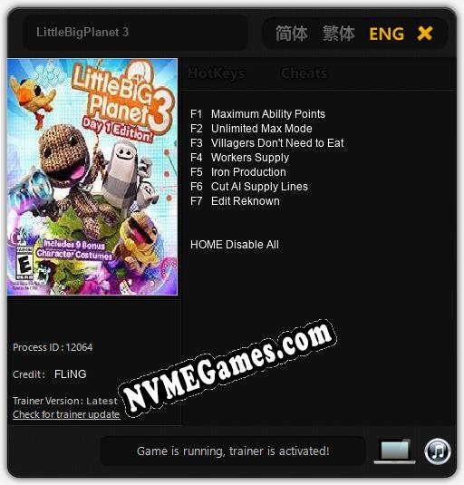 Treinador liberado para LittleBigPlanet 3 [v1.0.8]