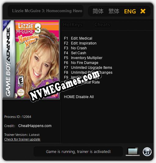 Lizzie McGuire 3: Homecoming Havoc: Treinador (V1.0.35)