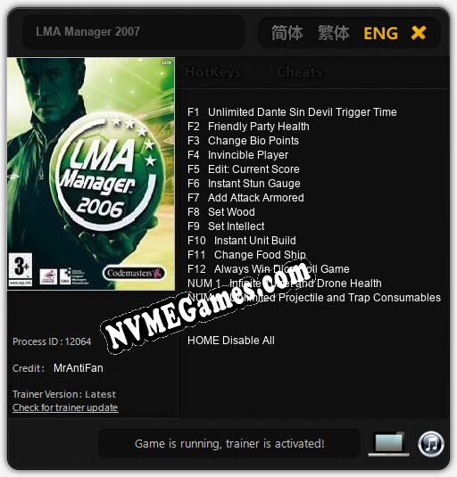 LMA Manager 2007: Treinador (V1.0.68)