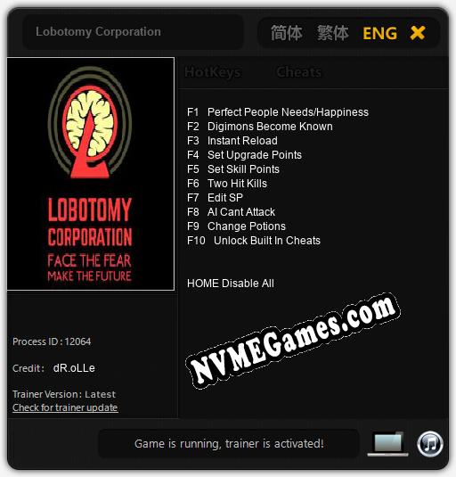 Lobotomy Corporation: Cheats, Trainer +10 [dR.oLLe]