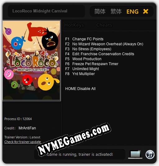 LocoRoco Midnight Carnival: Treinador (V1.0.33)