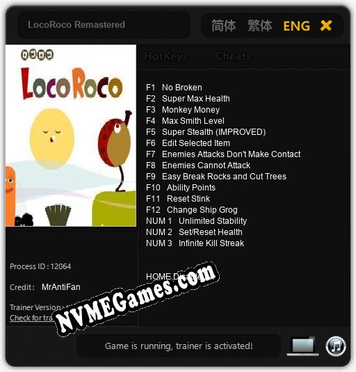 Treinador liberado para LocoRoco Remastered [v1.0.7]