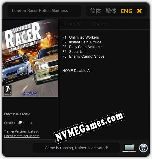 London Racer Police Madness: Trainer +5 [v1.7]