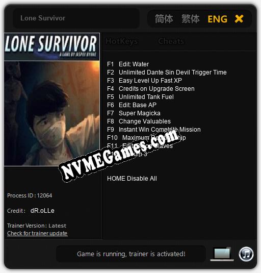 Lone Survivor: Trainer +12 [v1.2]