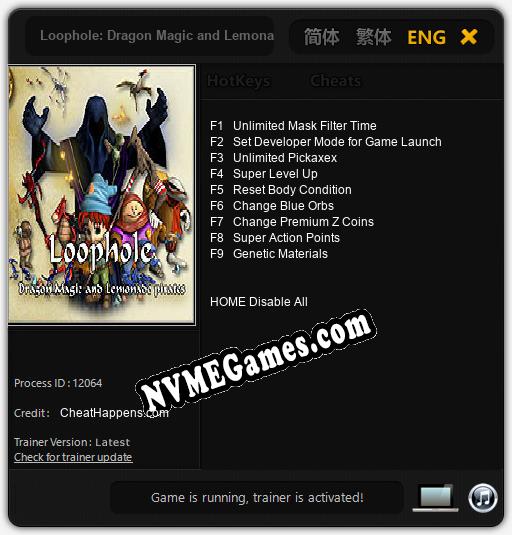 Treinador liberado para Loophole: Dragon Magic and Lemonade Pirates [v1.0.3]