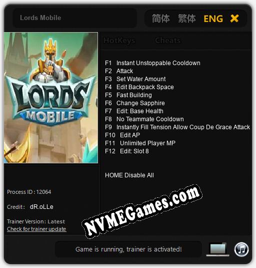 Lords Mobile: Cheats, Trainer +12 [dR.oLLe]