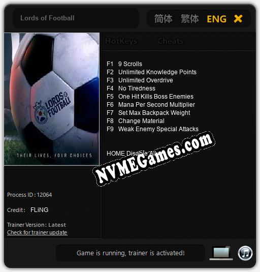 Treinador liberado para Lords of Football [v1.0.1]