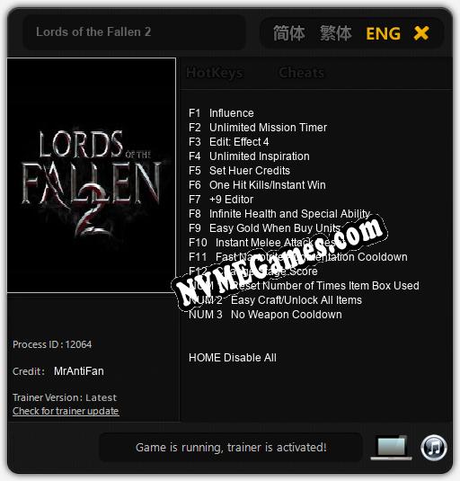 Lords of the Fallen 2: Cheats, Trainer +15 [MrAntiFan]