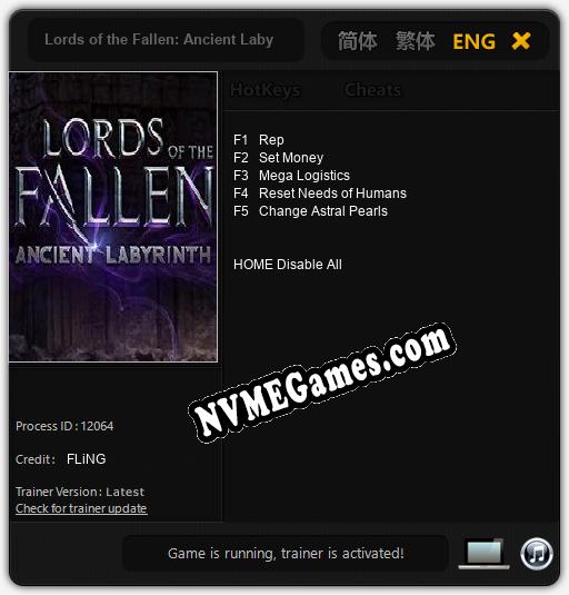 Treinador liberado para Lords of the Fallen: Ancient Labyrinth [v1.0.3]