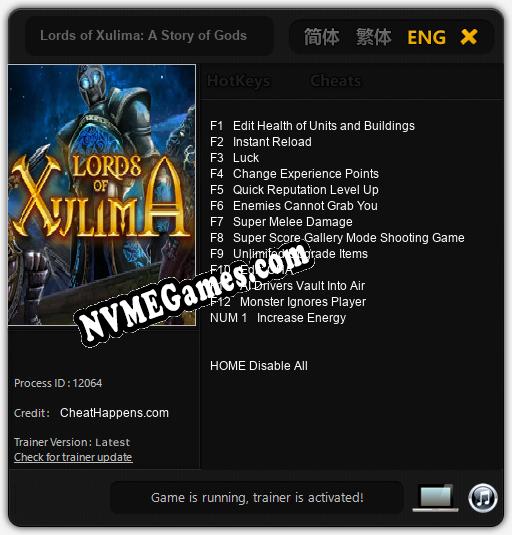 Lords of Xulima: A Story of Gods and Humans: Treinador (V1.0.69)