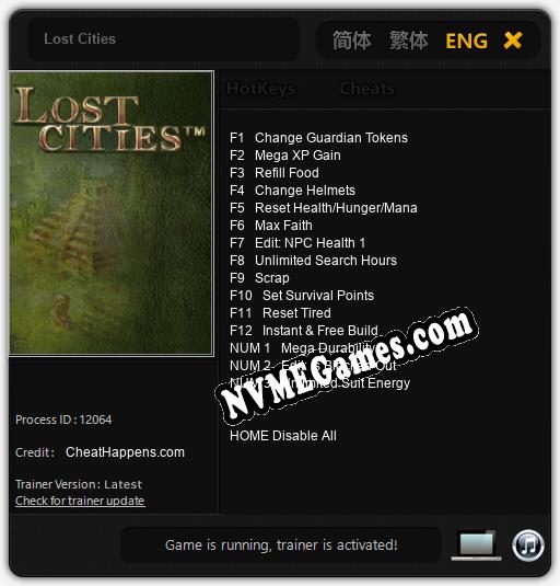 Treinador liberado para Lost Cities [v1.0.9]