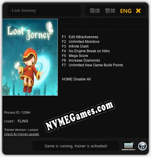 Treinador liberado para Lost Journey [v1.0.6]