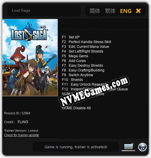 Treinador liberado para Lost Saga [v1.0.9]