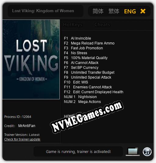 Treinador liberado para Lost Viking: Kingdom of Women [v1.0.1]