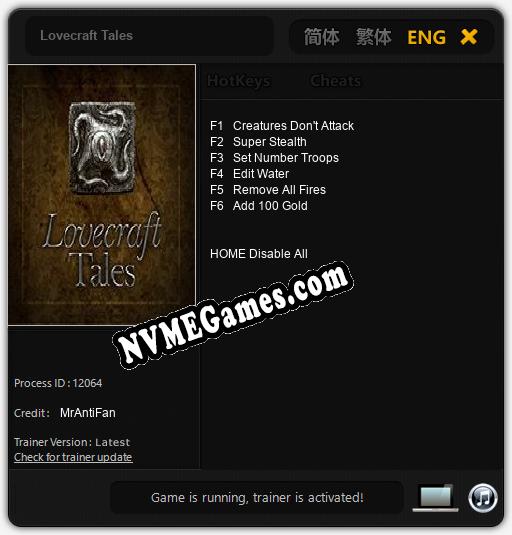 Lovecraft Tales: Cheats, Trainer +6 [MrAntiFan]