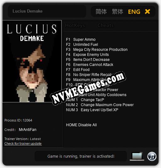 Lucius Demake: Treinador (V1.0.81)