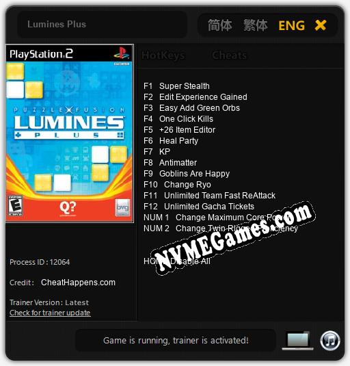 Treinador liberado para Lumines Plus [v1.0.3]