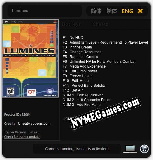 Lumines: Cheats, Trainer +15 [CheatHappens.com]