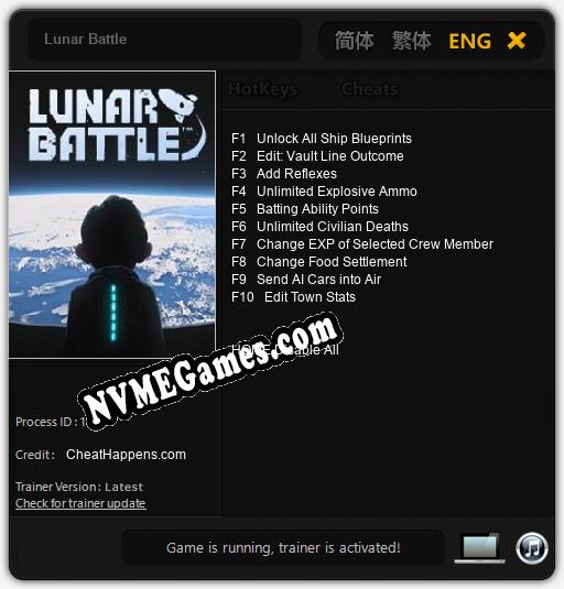 Lunar Battle: Cheats, Trainer +10 [CheatHappens.com]