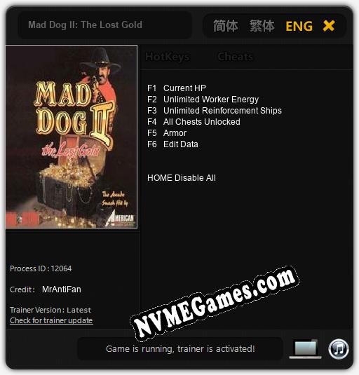 Treinador liberado para Mad Dog II: The Lost Gold [v1.0.5]