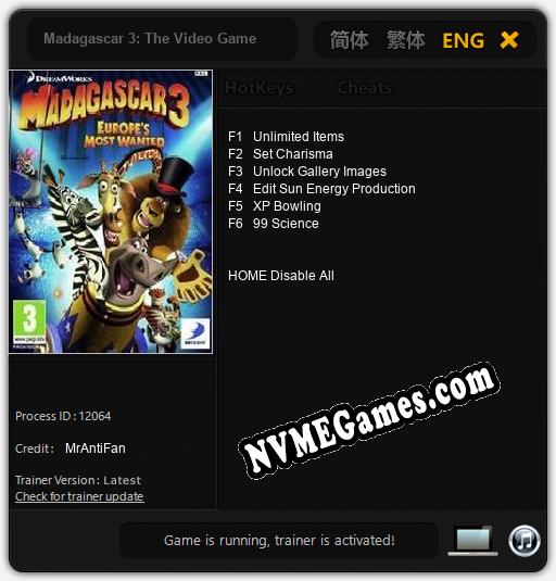 Madagascar 3: The Video Game: Cheats, Trainer +6 [MrAntiFan]