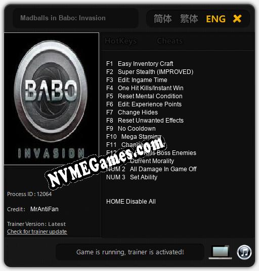 Madballs in Babo: Invasion: Cheats, Trainer +15 [MrAntiFan]