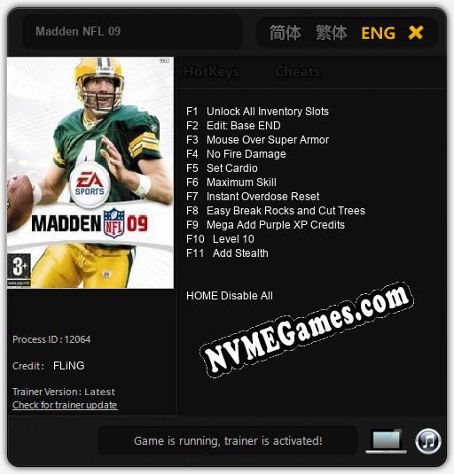 Madden NFL 09: Cheats, Trainer +11 [FLiNG]