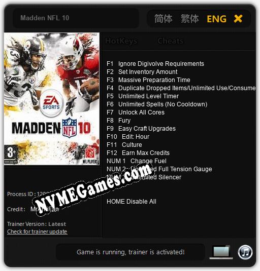 Treinador liberado para Madden NFL 10 [v1.0.5]