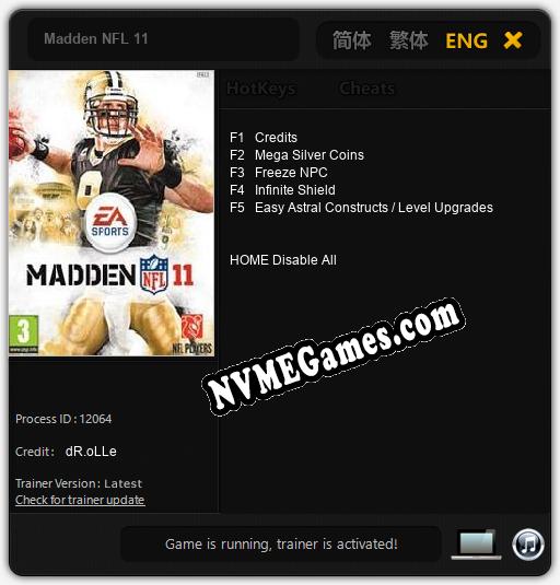 Madden NFL 11: Treinador (V1.0.70)