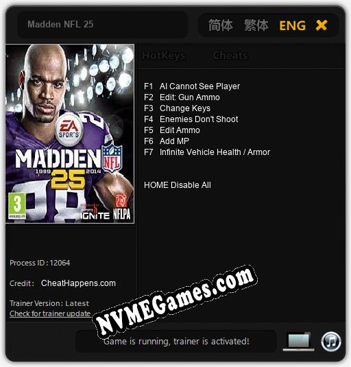 Madden NFL 25: Cheats, Trainer +7 [CheatHappens.com]