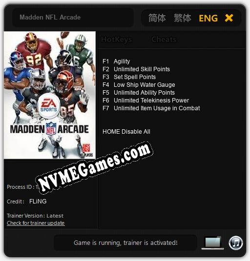 Madden NFL Arcade: Trainer +7 [v1.4]