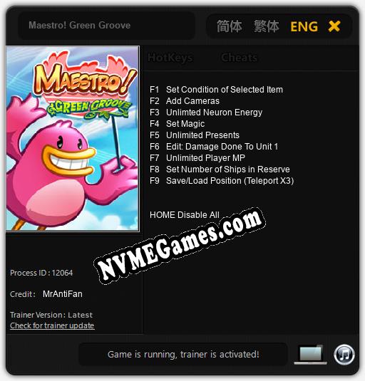 Maestro! Green Groove: Trainer +9 [v1.1]