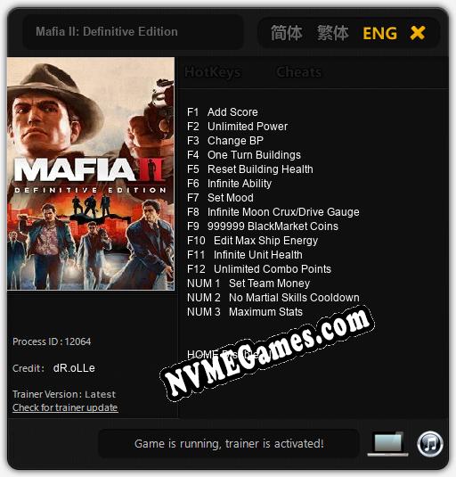 Treinador liberado para Mafia II: Definitive Edition [v1.0.7]