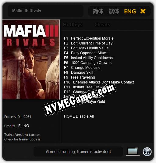 Mafia III: Rivals: Treinador (V1.0.84)