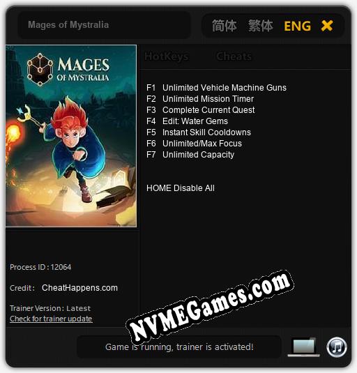 Treinador liberado para Mages of Mystralia [v1.0.8]