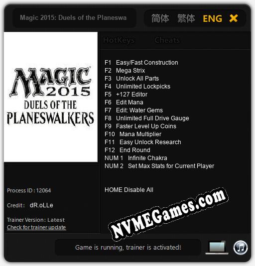 Treinador liberado para Magic 2015: Duels of the Planeswalkers [v1.0.5]