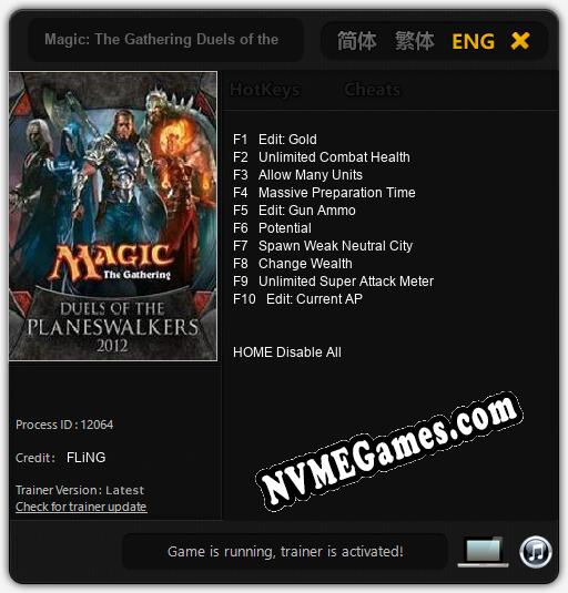 Treinador liberado para Magic: The Gathering Duels of the Planeswalkers 2012 [v1.0.5]