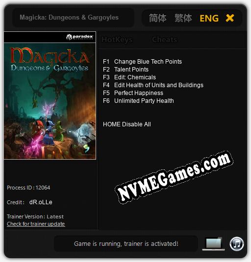 Magicka: Dungeons & Gargoyles: Treinador (V1.0.41)