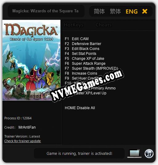 Magicka: Wizards of the Square Tablet: Cheats, Trainer +12 [MrAntiFan]