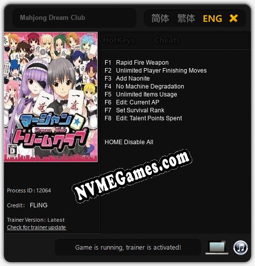 Mahjong Dream Club: Trainer +8 [v1.5]