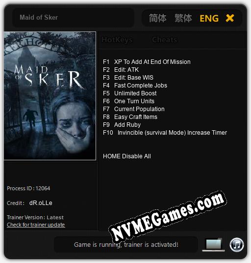 Maid of Sker: Cheats, Trainer +10 [dR.oLLe]