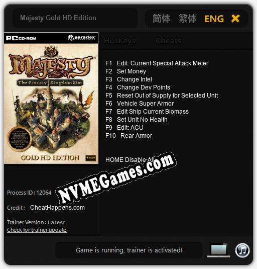 Majesty Gold HD Edition: Trainer +10 [v1.6]