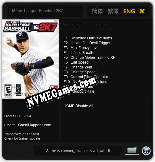 Major League Baseball 2K7: Cheats, Trainer +12 [CheatHappens.com]