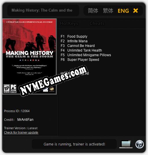 Treinador liberado para Making History: The Calm and the Storm [v1.0.9]