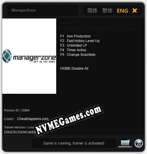 ManagerZone: Cheats, Trainer +5 [CheatHappens.com]