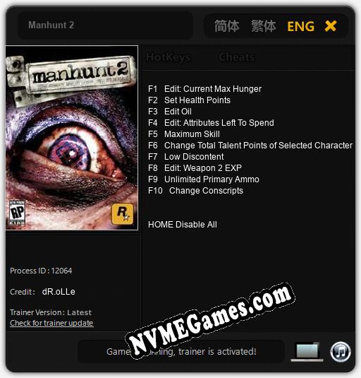 Manhunt 2: Treinador (V1.0.28)