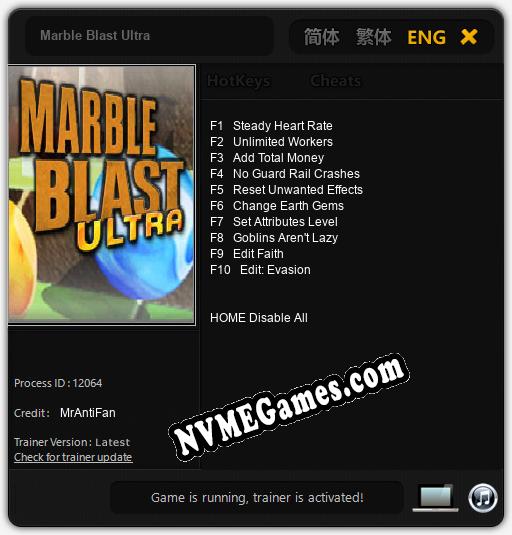 Marble Blast Ultra: Trainer +10 [v1.2]